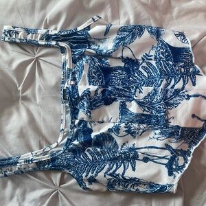 SHEIN Blue and White Floral Top